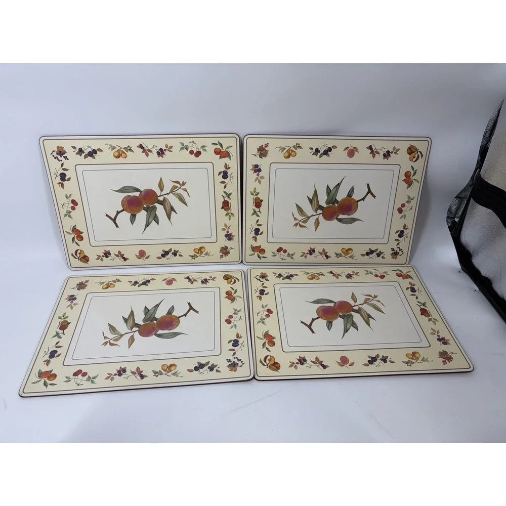 Royal Worcester Evesham Placemats‎ Set 4 Cork Back Fruit Vintage England Table